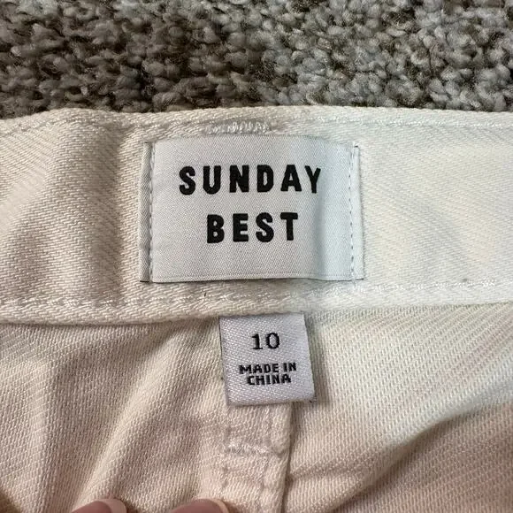 SUNDAY BEST Women's Dustin Low-Flare Jeans Size 10 In Unbleached - Picture 4 of 10